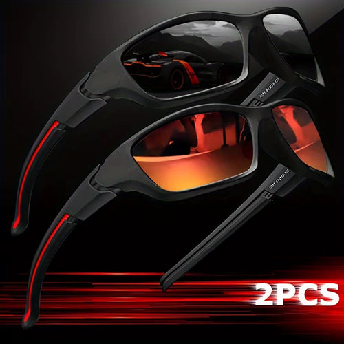 2Pcs Advanced Cool Fantasy Polarized Surround Fashion Glasses,Men'S and Women'S Outdoor Sports,Cycling,Fishing,Hiking,Golf