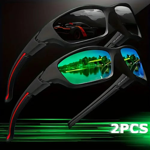2Pcs Advanced Cool Fantasy Polarized Surround Fashion Glasses,Men'S and Women'S Outdoor Sports,Cycling,Fishing,Hiking,Golf